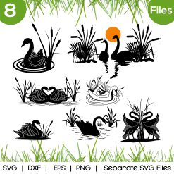 swan with cattails svg